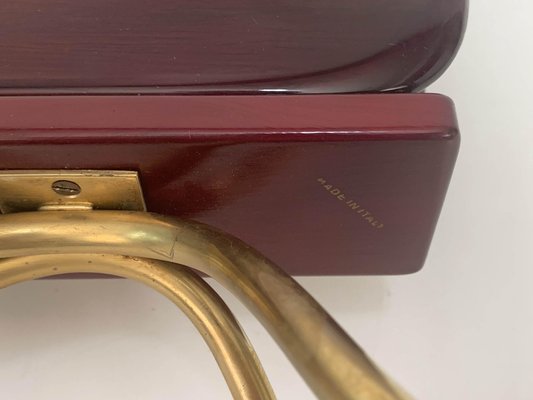 Mid-Century Italian Wood and Brass Magazine Rack with Handle by Gio Ponti, 1950s-JDR-1126116