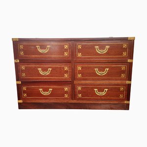 Mid-Century Italian Wood and Brass Marine Military Campaign Style Chest-EUP-1178832