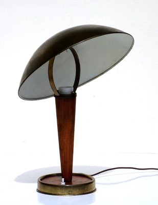 Mid-Century Italian Wood and Brass Table Lamp from Stilnovo, 1950s-KGD-731204