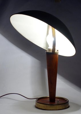 Mid-Century Italian Wood and Brass Table Lamp from Stilnovo, 1950s-KGD-731204