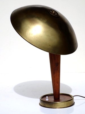 Mid-Century Italian Wood and Brass Table Lamp from Stilnovo, 1950s-KGD-731204