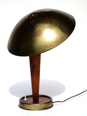 Mid-Century Italian Wood and Brass Table Lamp from Stilnovo, 1950s-KGD-731204