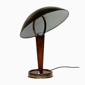 Mid-Century Italian Wood and Brass Table Lamp from Stilnovo, 1950s-KGD-731204