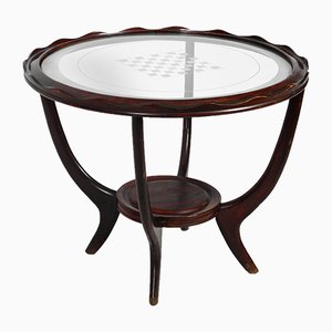 Mid-Century Italian Wood and Glass Chess and Side Table-RR-657666