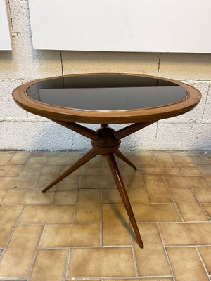 Mid-Century Italian Wood and Opaline Glass Coffee Table by Cesare Lacca, 1950s-FUE-1094499