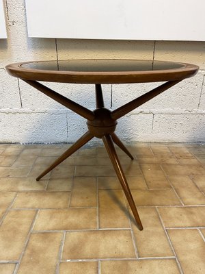 Mid-Century Italian Wood and Opaline Glass Coffee Table by Cesare Lacca, 1950s-FUE-1094499