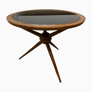 Mid-Century Italian Wood and Opaline Glass Coffee Table by Cesare Lacca, 1950s-FUE-1094499