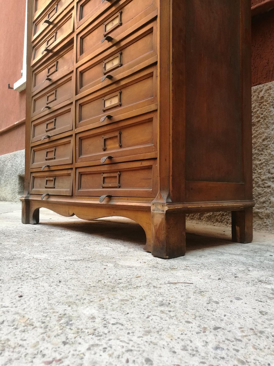 Mid-Century Italian Wood Archive Stand, 1940s