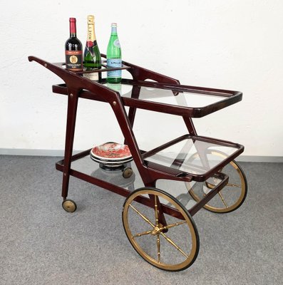 Mid-Century Italian Wood Bar Cart by Cesare Lacca, 1950s-JDR-1125995