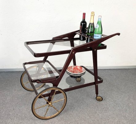 Mid-Century Italian Wood Bar Cart by Cesare Lacca, 1950s-JDR-1125995