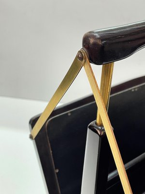 Mid-Century Italian Wood & Brass Foldable Magazine Rack by Cesare Lacca for Arredoluce, 1950s-JDR-1125587