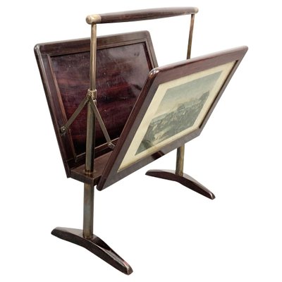 Mid-Century Italian Wood & Brass Magazine Rack by Ico & Luisa Parisi, 1950s-JDR-1126063