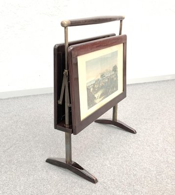 Mid-Century Italian Wood & Brass Magazine Rack by Ico & Luisa Parisi, 1950s-JDR-1126063