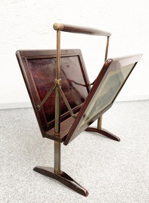 Mid-Century Italian Wood & Brass Magazine Rack by Ico & Luisa Parisi, 1950s-JDR-1126063