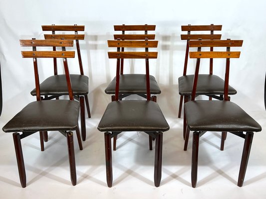 Mid-Century Italian Wood Chairs, Set of 6-OT-1117754