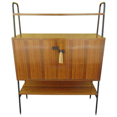 Mid-Century Italian Wooden and Black Metal Shelf, 1950s-OXJ-1763648