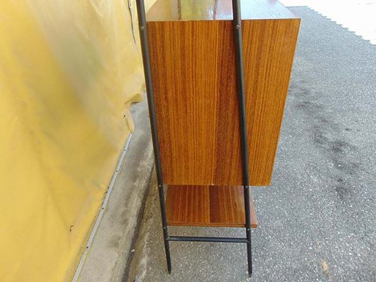 Mid-Century Italian Wooden and Black Metal Shelf, 1950s-OXJ-1763648