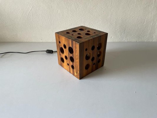 Mid-Century Italian Wooden Cube Table Lamp, 1950s-RDS-1148036