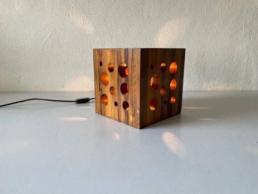 Mid-Century Italian Wooden Cube Table Lamp, 1950s-RDS-1148036