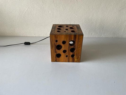 Mid-Century Italian Wooden Cube Table Lamp, 1950s-RDS-1148036