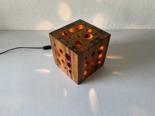 Mid-Century Italian Wooden Cube Table Lamp, 1950s-RDS-1148036