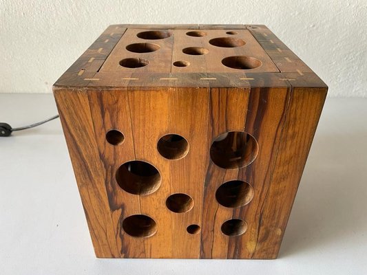 Mid-Century Italian Wooden Cube Table Lamp, 1950s-RDS-1148036