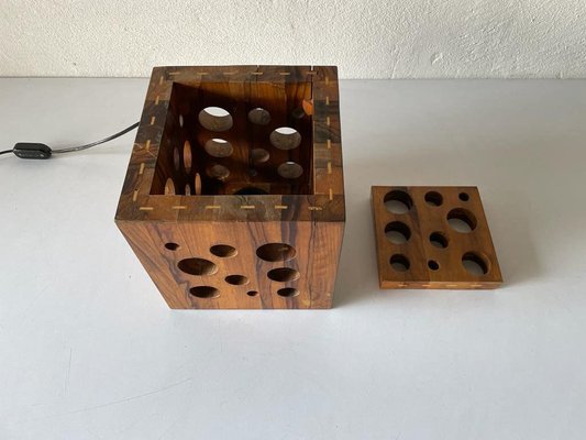 Mid-Century Italian Wooden Cube Table Lamp, 1950s-RDS-1148036