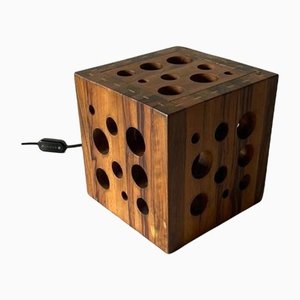 Mid-Century Italian Wooden Cube Table Lamp, 1950s-RDS-1148036