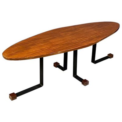 Mid-Century Italian Wooden Elliptical Coffee Table by L. Ponte San Pietro, 1960s-GDD-1096602