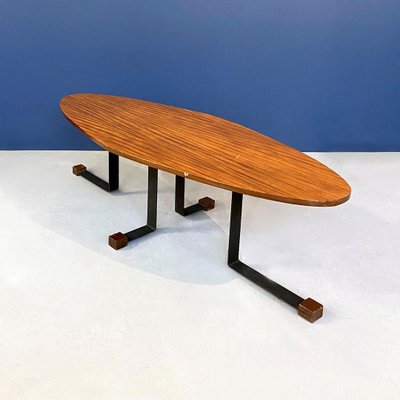 Mid-Century Italian Wooden Elliptical Coffee Table by L. Ponte San Pietro, 1960s-GDD-1096602