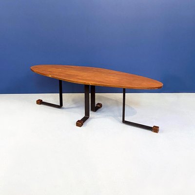 Mid-Century Italian Wooden Elliptical Coffee Table by L. Ponte San Pietro, 1960s-GDD-1096602