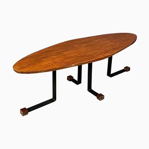 Mid-Century Italian Wooden Elliptical Coffee Table by L. Ponte San Pietro, 1960s-GDD-1096602