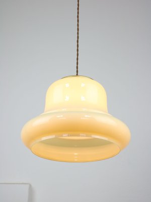 Mid-Century Italian Yellow Brass and Glass Pendant Lamp-HGJ-1722376