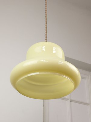 Mid-Century Italian Yellow Brass and Glass Pendant Lamp-HGJ-1722376