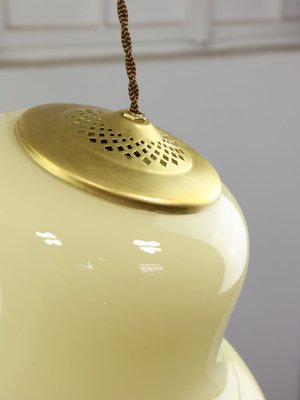 Mid-Century Italian Yellow Brass and Glass Pendant Lamp-HGJ-1722376