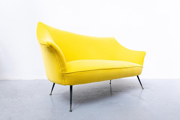 Mid-Century Italian Yellow Fabric Sofa, 1960s-FGA-986215