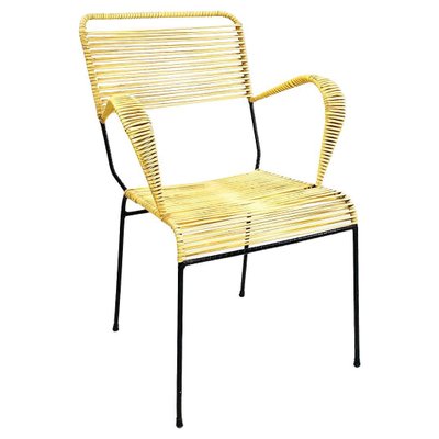 Mid-Century Italian Yellow Plastic Scooby Black Metal Outdoor Chair, 1960s-GDD-1425982