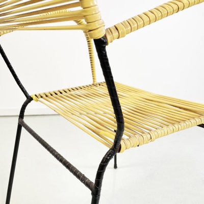 Mid-Century Italian Yellow Plastic Scooby Black Metal Outdoor Chair, 1960s-GDD-1425982