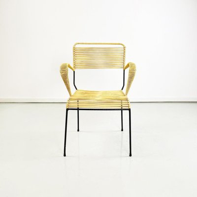 Mid-Century Italian Yellow Plastic Scooby Black Metal Outdoor Chair, 1960s-GDD-1425982