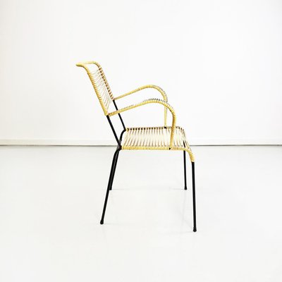 Mid-Century Italian Yellow Plastic Scooby Black Metal Outdoor Chair, 1960s-GDD-1425982