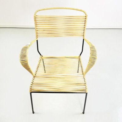 Mid-Century Italian Yellow Plastic Scooby Black Metal Outdoor Chair, 1960s-GDD-1425982