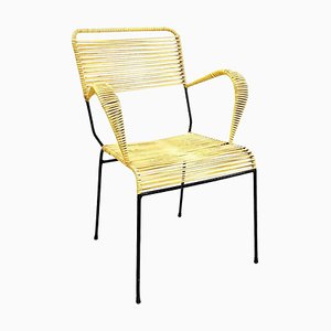 Mid-Century Italian Yellow Plastic Scooby Black Metal Outdoor Chair, 1960s-GDD-1425982