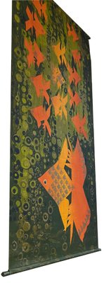 Mid-Century Jute Wall Hanging Tapestry with Fish Designs by Hans Jürgen Schöbel for Södahl Denmark, 1960s-UAH-1816436