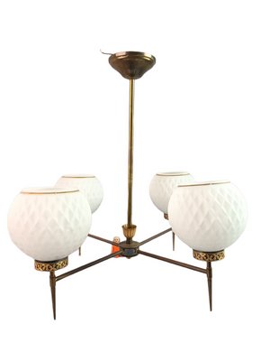 Mid-Century Lamp in Opaline Glass, 1950s-ZVO-1382925