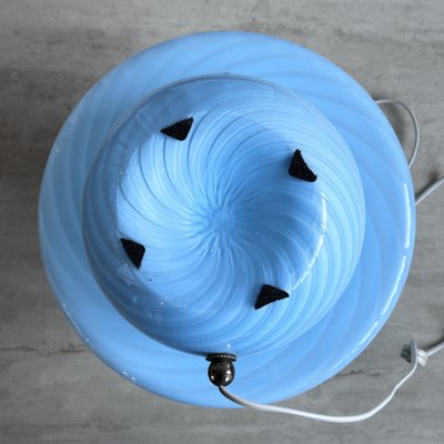 Mid-Century Large Baby Blue Swirl Murano Glass Mushroom Table Lamp from Vetri Murano, 1970s-NOT-2041314