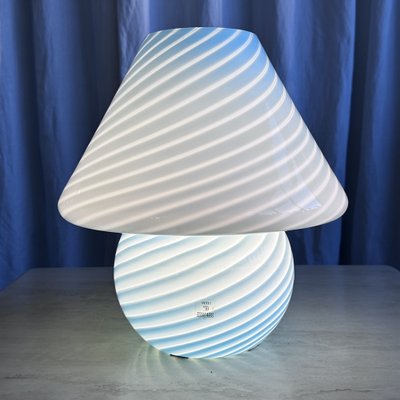 Mid-Century Large Baby Blue Swirl Murano Glass Mushroom Table Lamp from Vetri Murano, 1970s-NOT-2041314