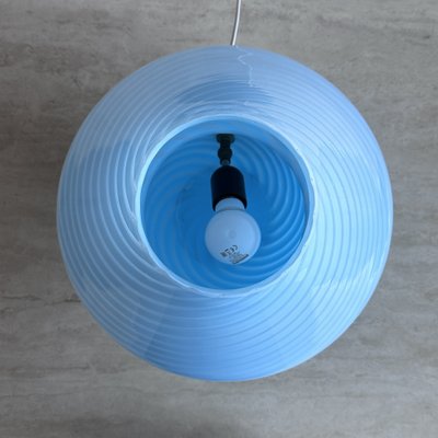 Mid-Century Large Baby Blue Swirl Murano Glass Mushroom Table Lamp from Vetri Murano, 1970s-NOT-2041314