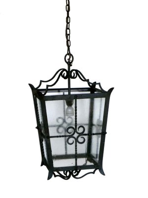 Mid-Century Large Italian Wrought Iron Ceiling Lamps, Set of 2-GKB-837949