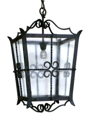 Mid-Century Large Italian Wrought Iron Ceiling Lamps, Set of 2-GKB-837949