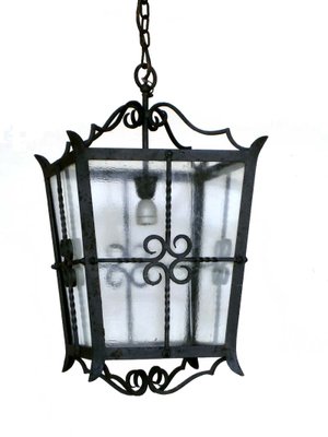 Mid-Century Large Italian Wrought Iron Ceiling Lamps, Set of 2-GKB-837949